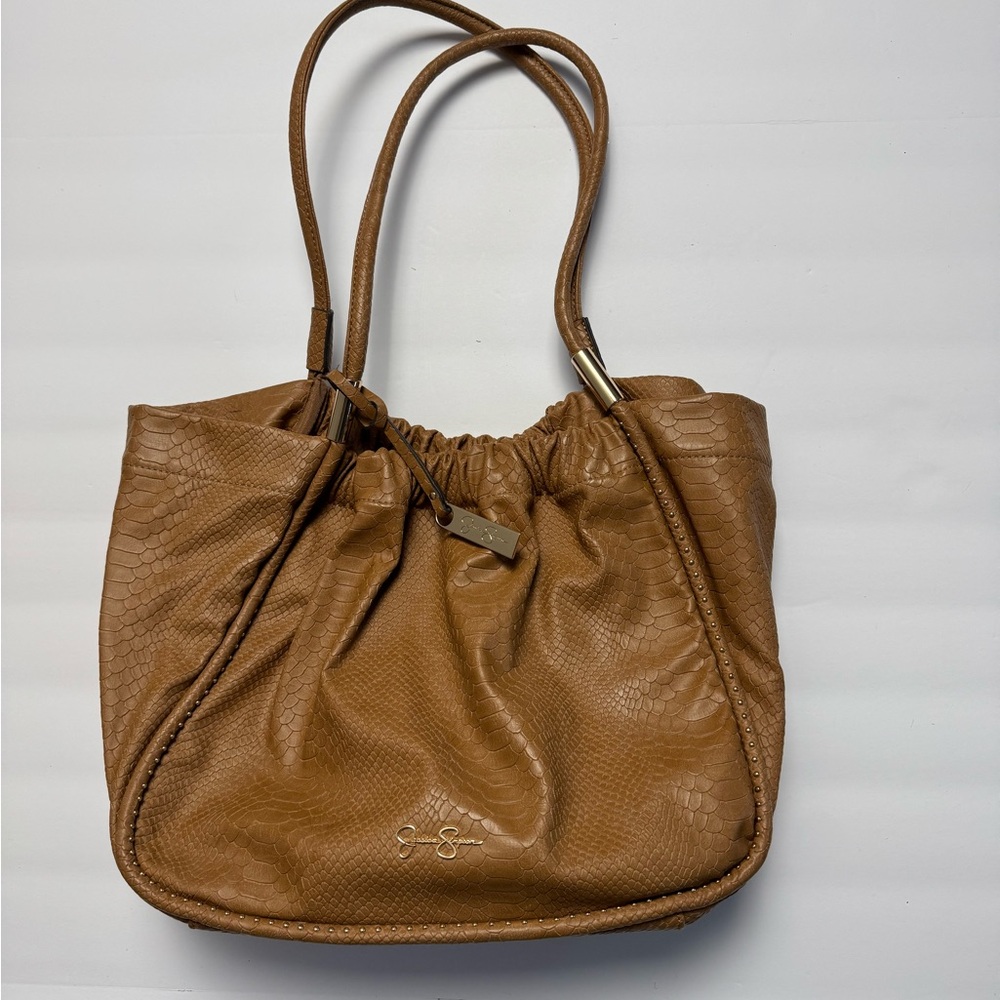 Elegant Brown Leather Jessica Simpson HandBag